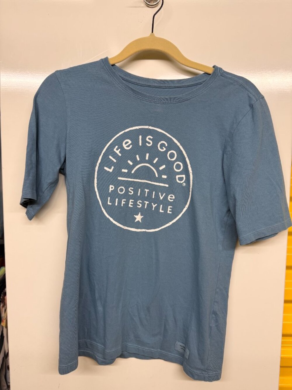 Life Is Good Women's Slate Blue "Positive Lifestyle" Rising Sun Size S
